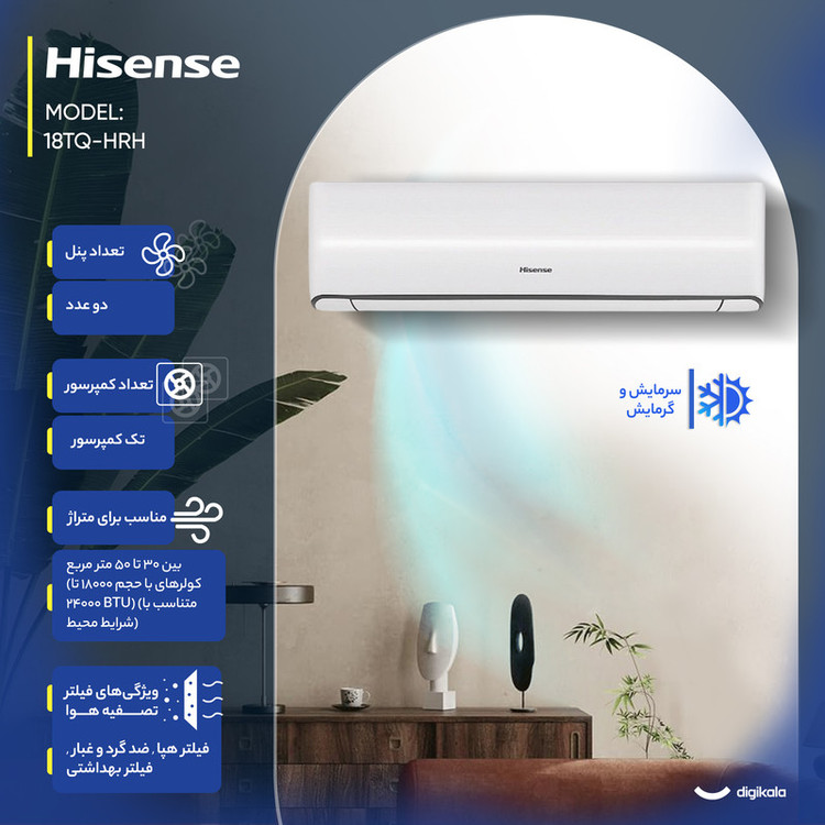 کولر گازی اسپلیت دیواری 18000 دور ثابت هایسنس (قبل از خرید قطعی تماس بگیرید)