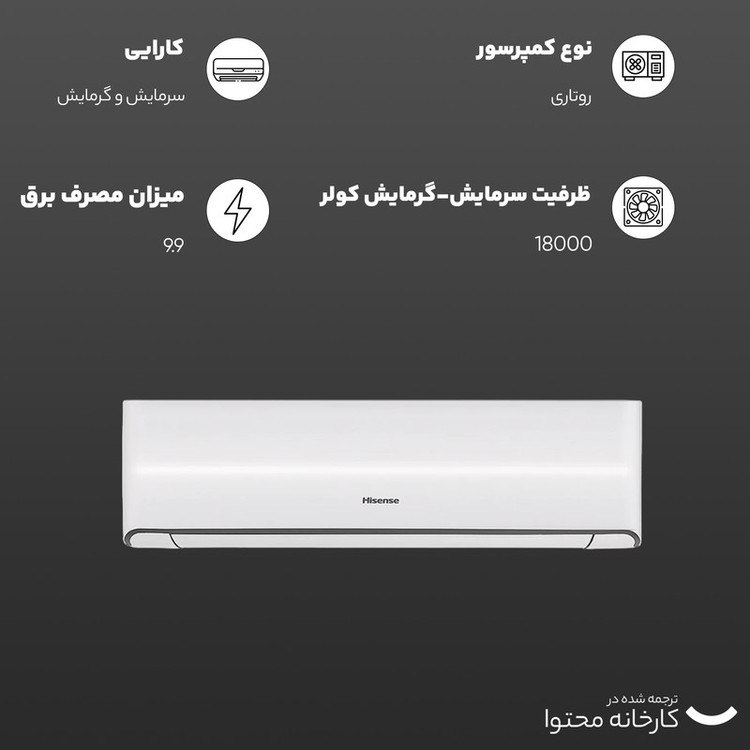 کولر گازی اسپلیت دیواری 18000 دور ثابت هایسنس (قبل از خرید قطعی تماس بگیرید)