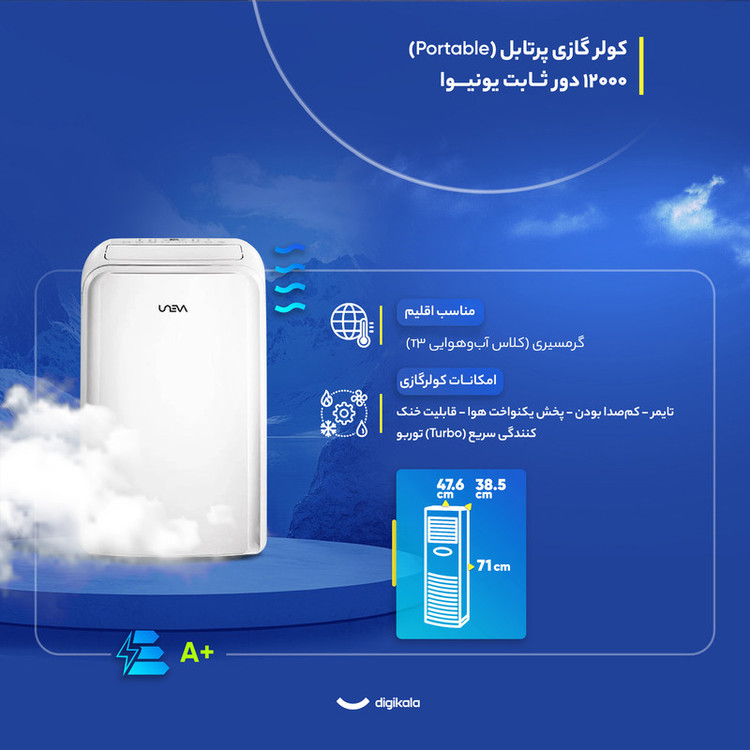 کولر گازی پرتابل 12000 دور ثابت یونیوا (قبل از خرید قطعی تماس بگیرید)
